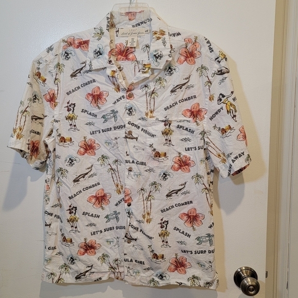 H & M Hawaiian Shirt Button Down short sleeve Tropical Surf Beach Size M - Picture 3 of 13